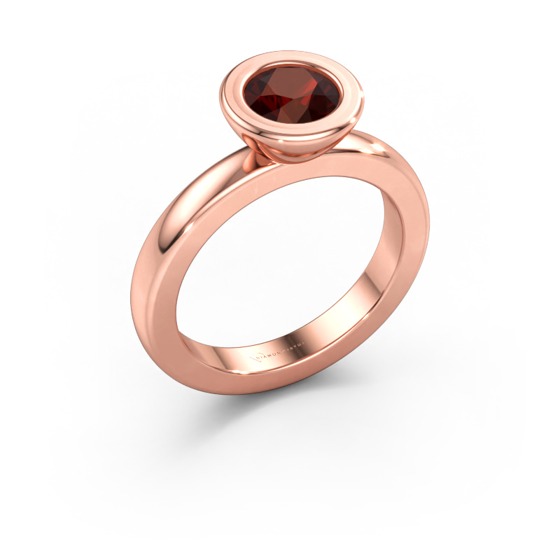 Bild av Stapelbar ring Eloise Round 585 roséguld Granat 6 mm