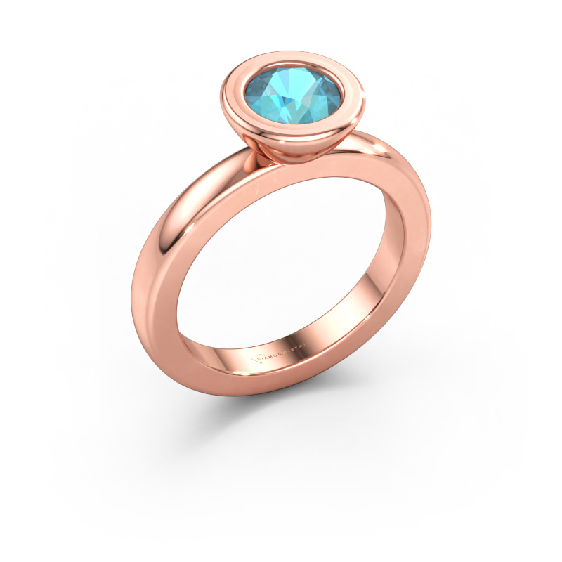 Bild av Stapelbar ring Eloise Round 585 roséguld Blå topas 6 mm