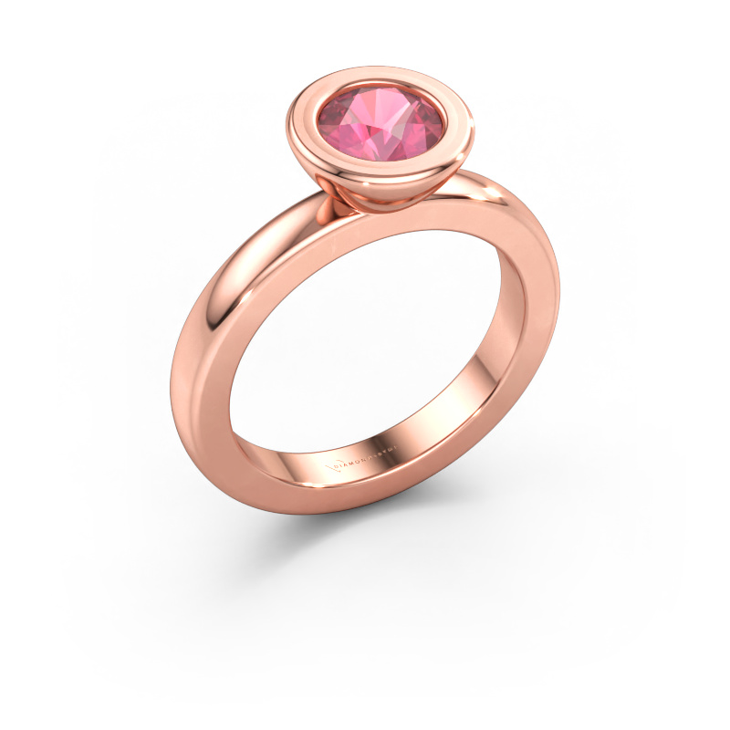 Bild av Stapelbar ring Eloise Round 585 roséguld Rosa turmalin 6 mm