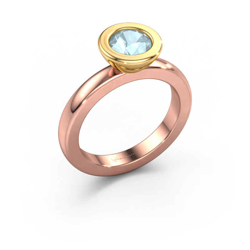 Bild von Steckring Eloise Round 585 Roségold Aquamarin 6 mm