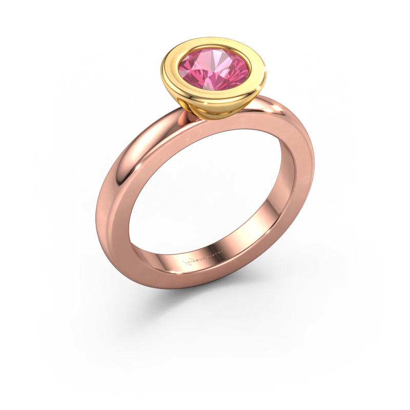 Image de Bague superposée Eloise Round 585 or rose Saphir rose 6 mm