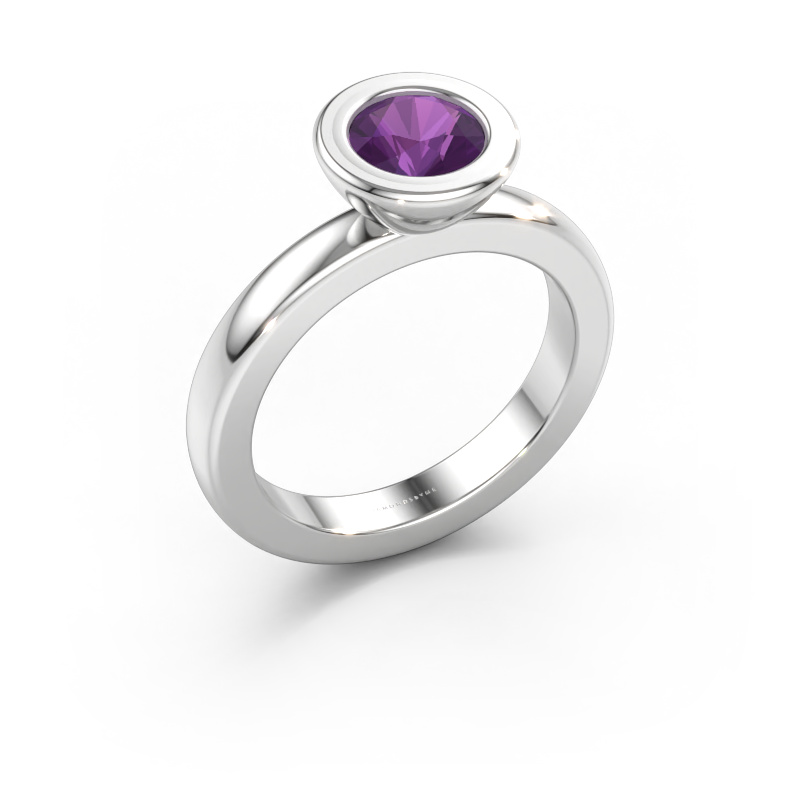 Bild av Stapelbar ring Eloise Round 585 vitt guld Ametist 6 mm
