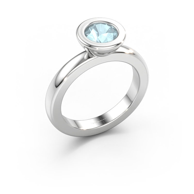 Immagine di Anello componibile Eloise Round 585 oro bianco Acquamarina 6 mm