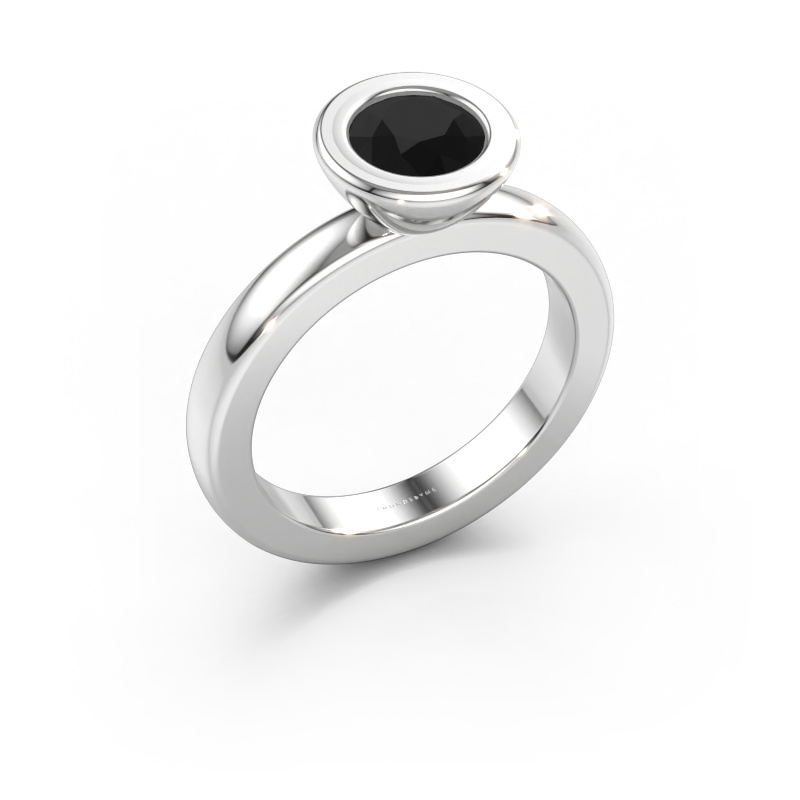 Bild av Stapelbar ring Eloise Round 585 vitt guld Svart diamant 0.96 crt