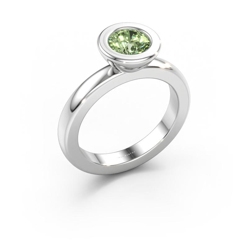 Immagine di Anello componibile Eloise Round 585 oro bianco Diamante lab grown verde 6 mm