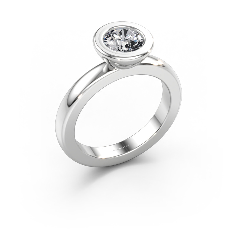 Bild av Stapelbar ring Eloise Round 585 vitt guld Diamant efter eget val 6 mm