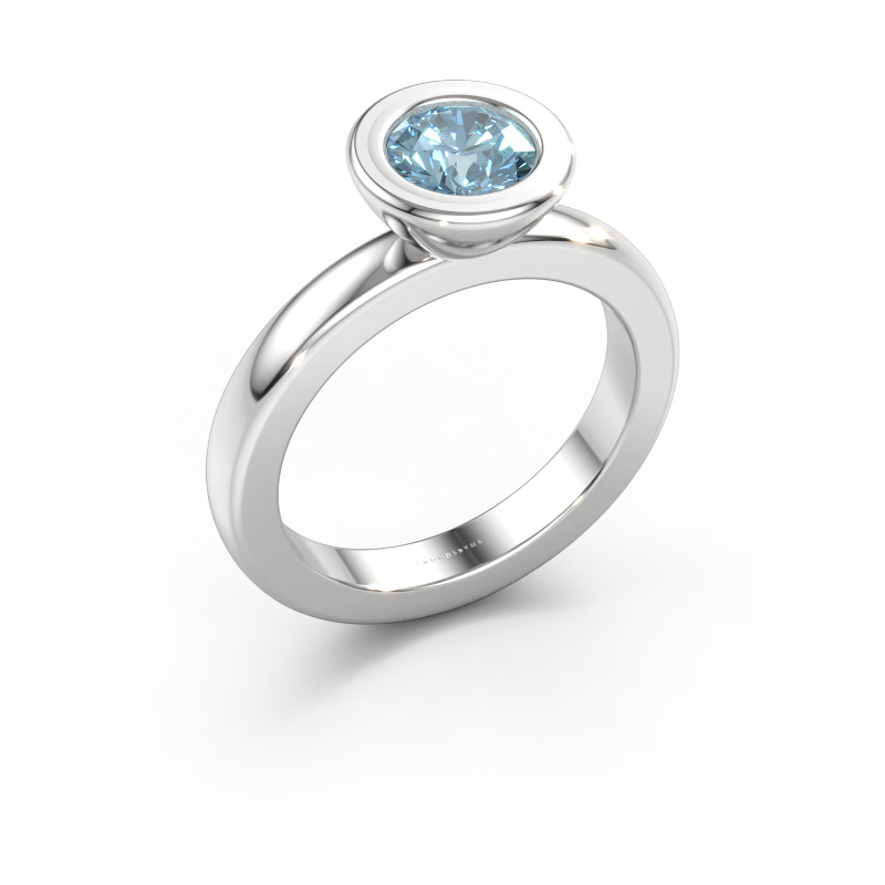 Bild av Stapelbar ring Eloise Round 585 vitt guld Blå labbodlad diamant 6 mm
