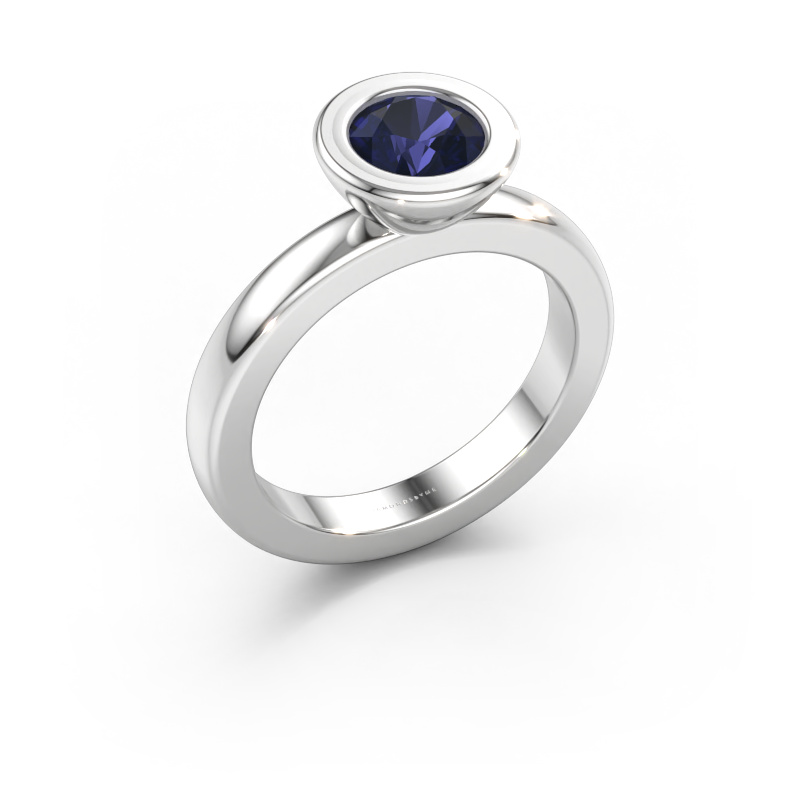 Imagen de Anillo apilable Eloise Round 585 oro blanco Zafiro 6 mm