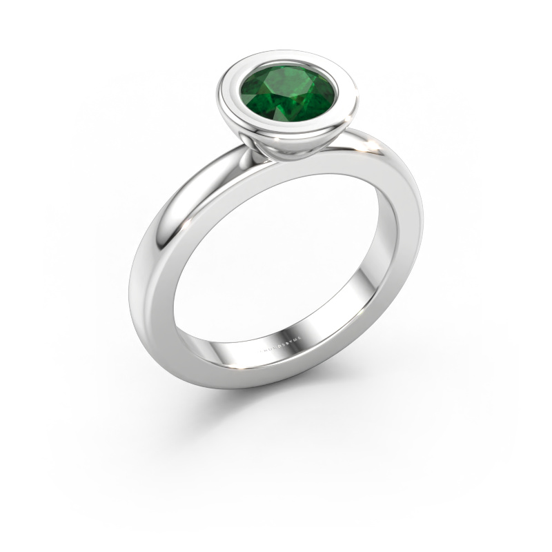 Immagine di Anello componibile Eloise Round 585 oro bianco Smeraldo 6 mm