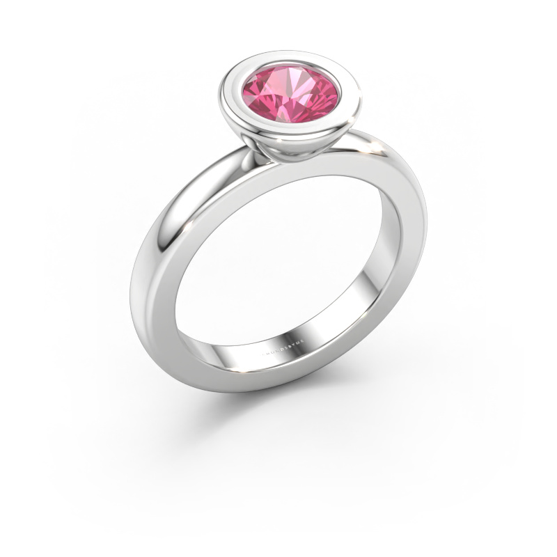 Immagine di Anello componibile Eloise Round 585 oro bianco Zaffiro rosa 6 mm