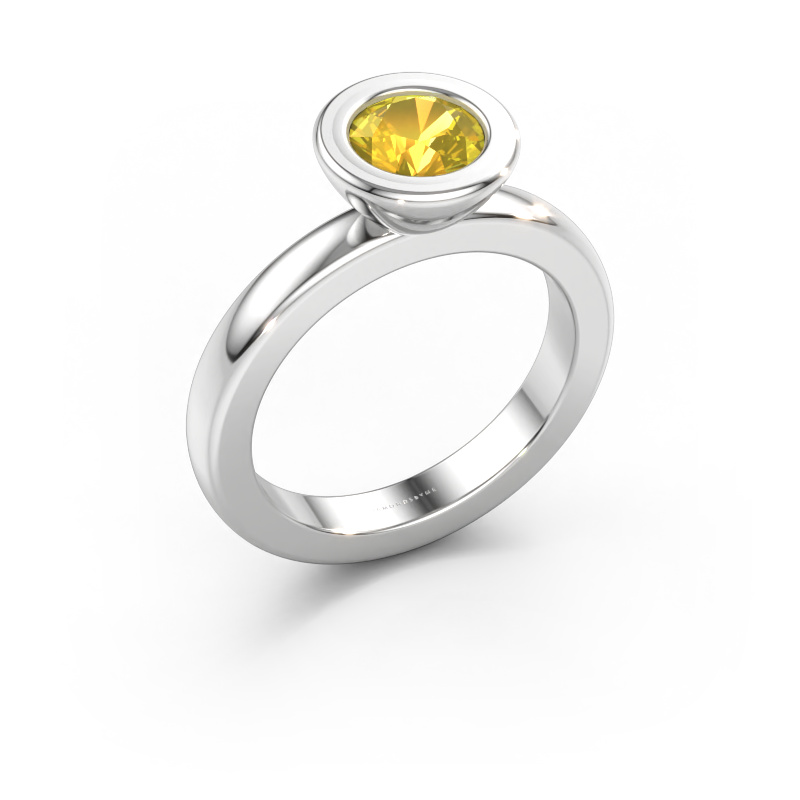 Immagine di Anello componibile Eloise Round 585 oro bianco Zaffiro giallo 6 mm