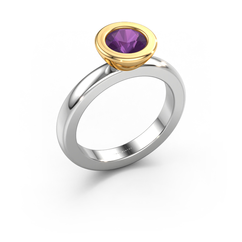 Image of Stacking ring Eloise Round 585 white gold Amethyst 6 mm