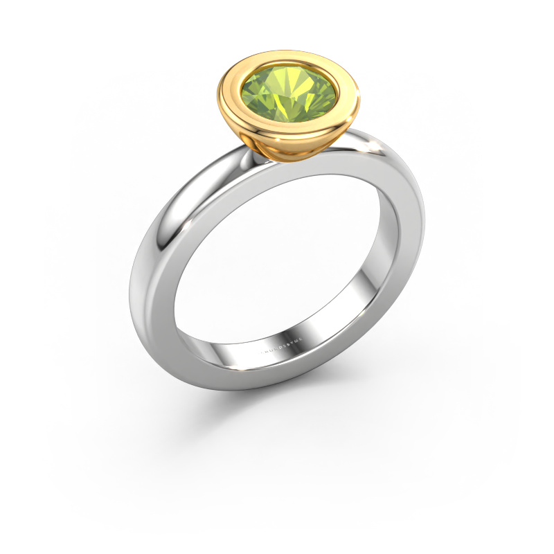 Image of Stacking ring Eloise Round 585 white gold Peridot 6 mm