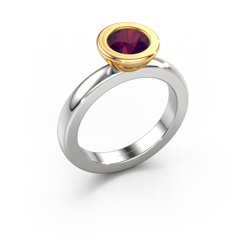 Image de Bague superposée Eloise Round 585 or blanc Rhodolite 6 mm