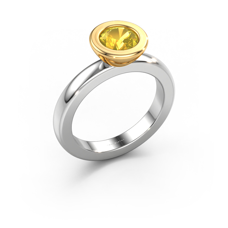 Image of Stacking ring Eloise Round 585 white gold Yellow sapphire 6 mm