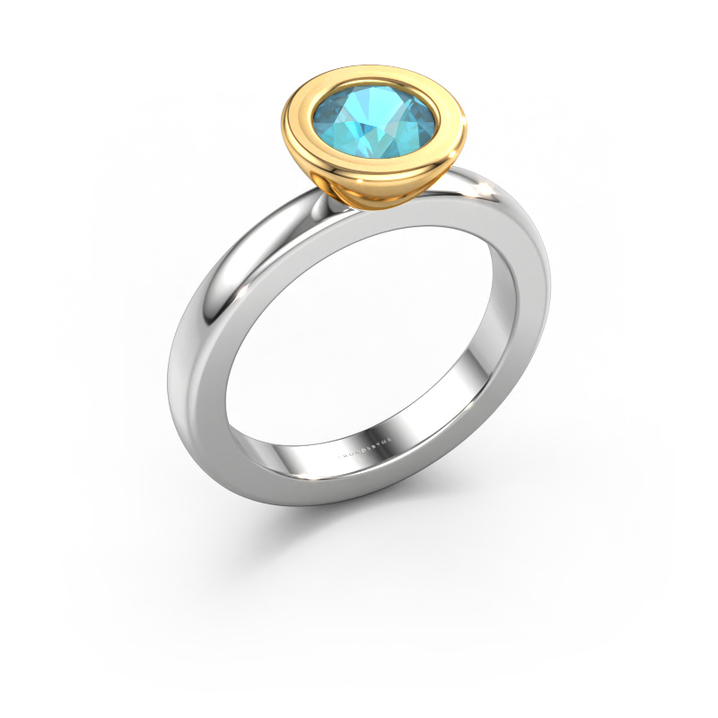 Image of Stacking ring Eloise Round 585 white gold Blue topaz 6 mm