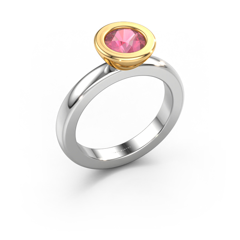 Bild von Steckring Eloise Round 585 Weißgold Turmalin rosa 6 mm