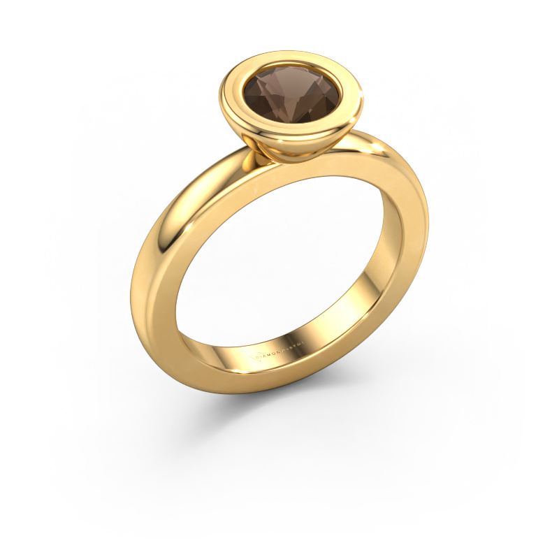 Image of Stacking ring Eloise Round 585 gold Smokey quartz 6 mm