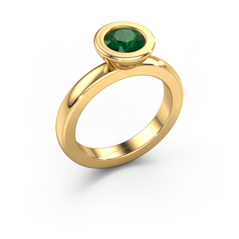 Image de Bague superposée Eloise Round 585 or jaune Emeraude 6 mm