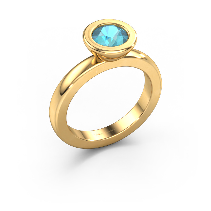 Bild von Steckring Eloise Round 585 Gold Blau Topas 6 mm