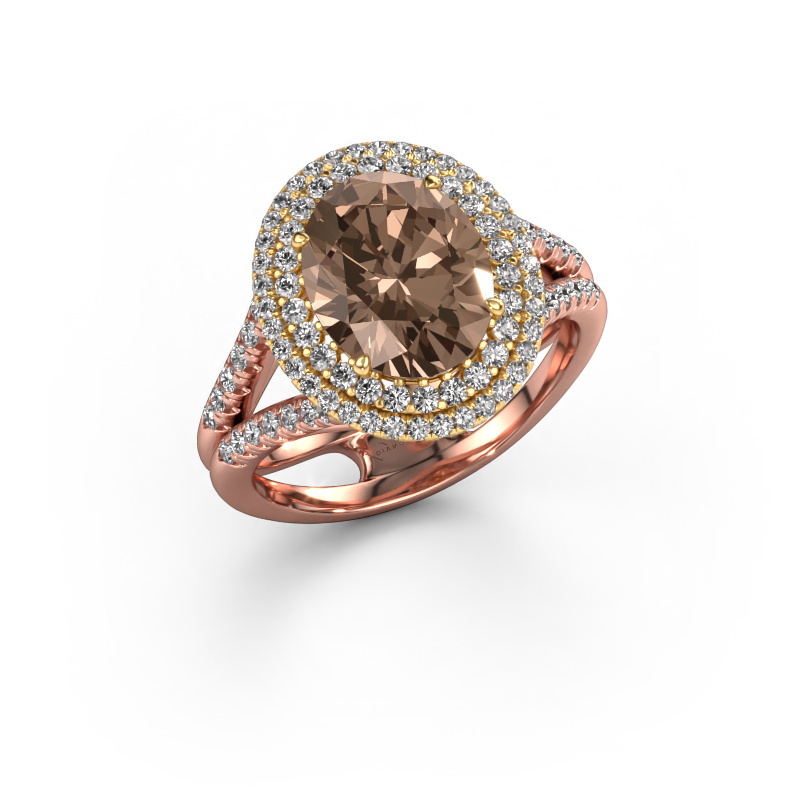 Image of Engagement ring Elvie 585 rose gold Brown diamond 3.295 crt