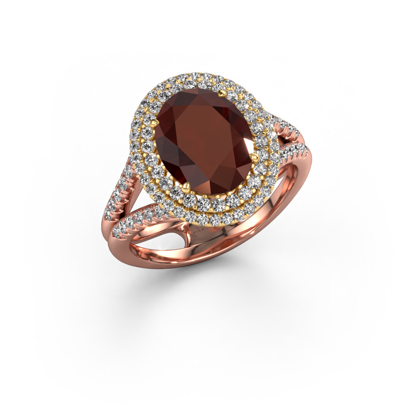 Image of Engagement ring Elvie 585 rose gold Garnet 10x8 mm