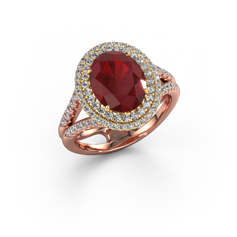 Image of Engagement ring Elvie 585 rose gold Ruby 10x8 mm