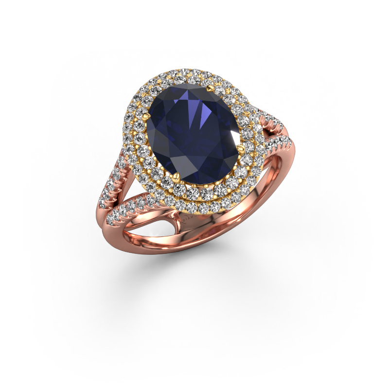 Image of Engagement ring Elvie 585 rose gold Sapphire 10x8 mm