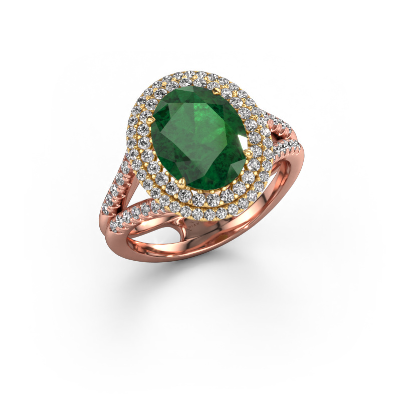 Bild von Verlobungsring Elvie 585 Roségold Smaragd 10x8 mm