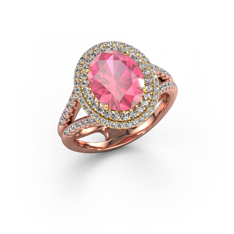 Image of Engagement ring Elvie 585 rose gold Pink sapphire 10x8 mm