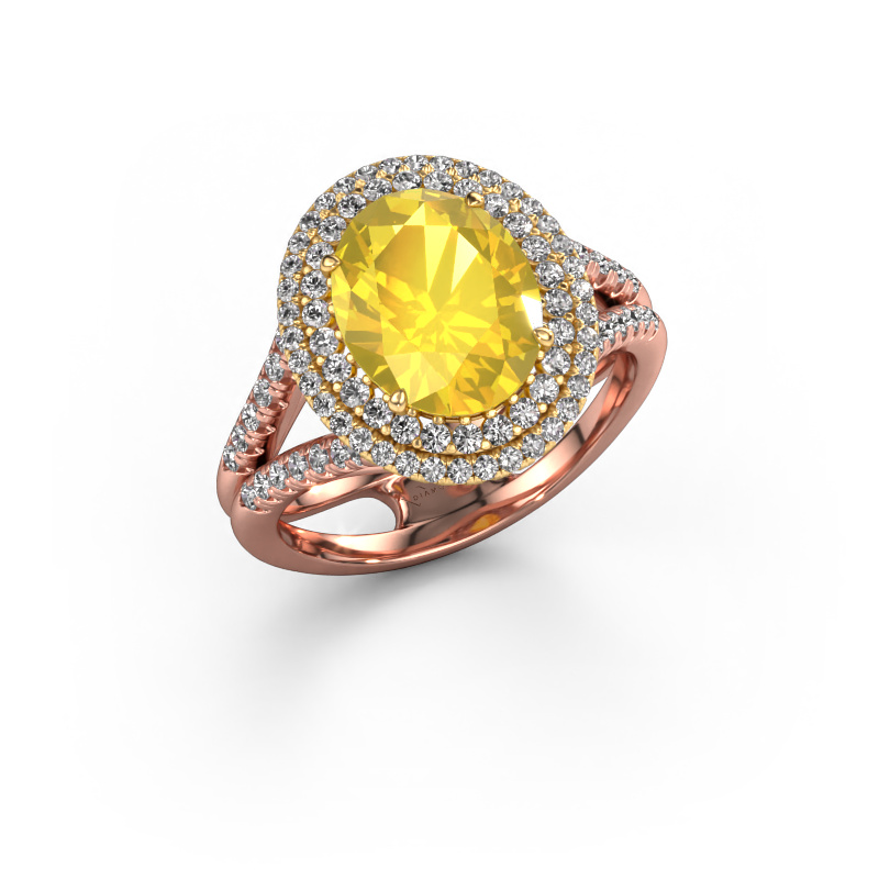 Image of Engagement ring Elvie 585 rose gold Yellow sapphire 10x8 mm