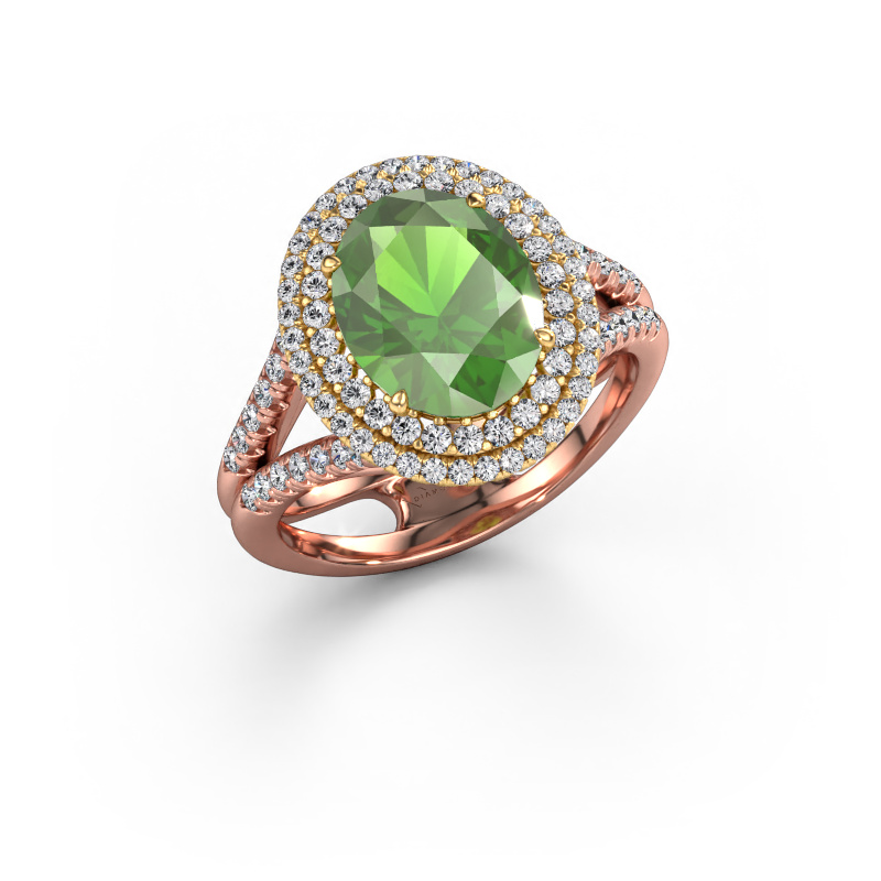 Bild von Verlobungsring Elvie 585 Roségold Turmalin grün 10x8 mm