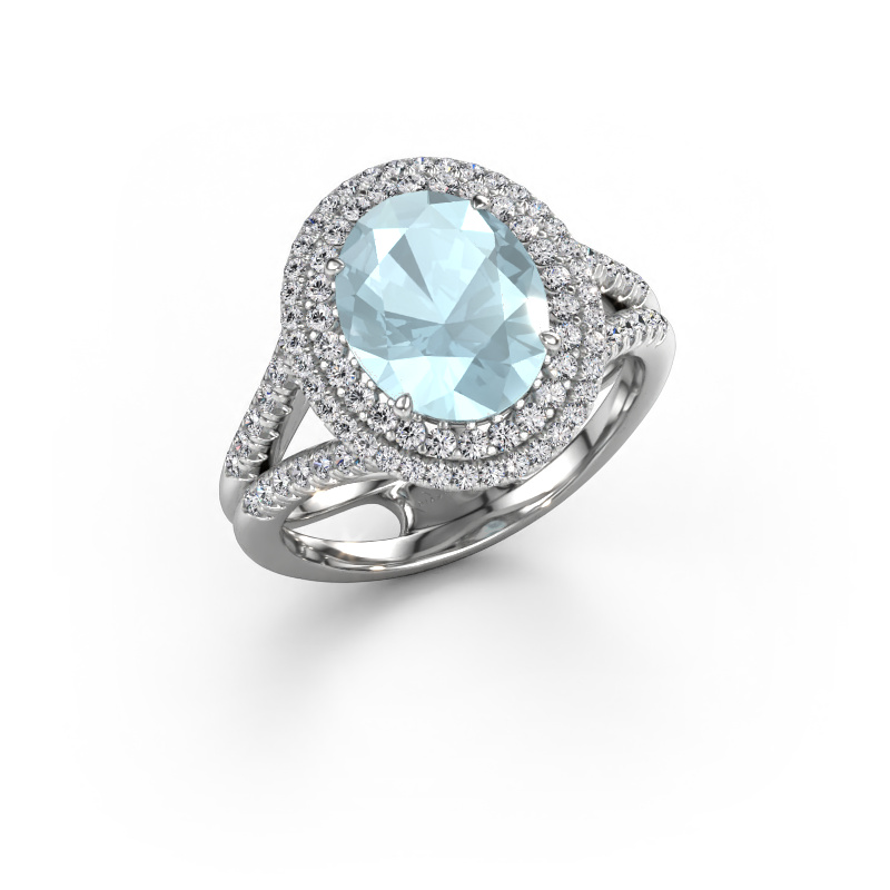 Image of Engagement ring Elvie 950 platinum Aquamarine 10x8 mm