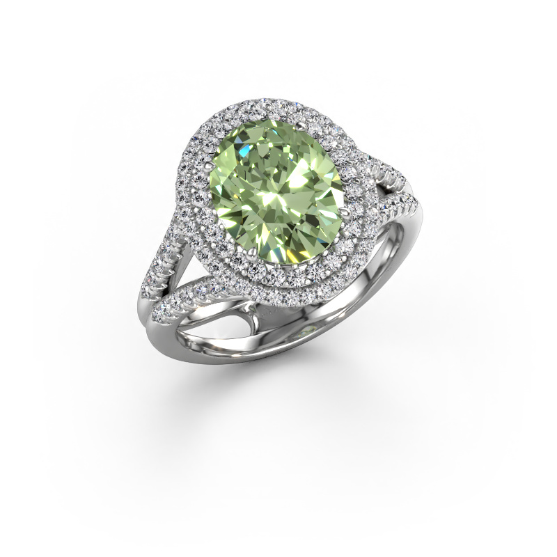 Image of Engagement ring Elvie 950 platinum Green lab grown diamond 10x8 mm