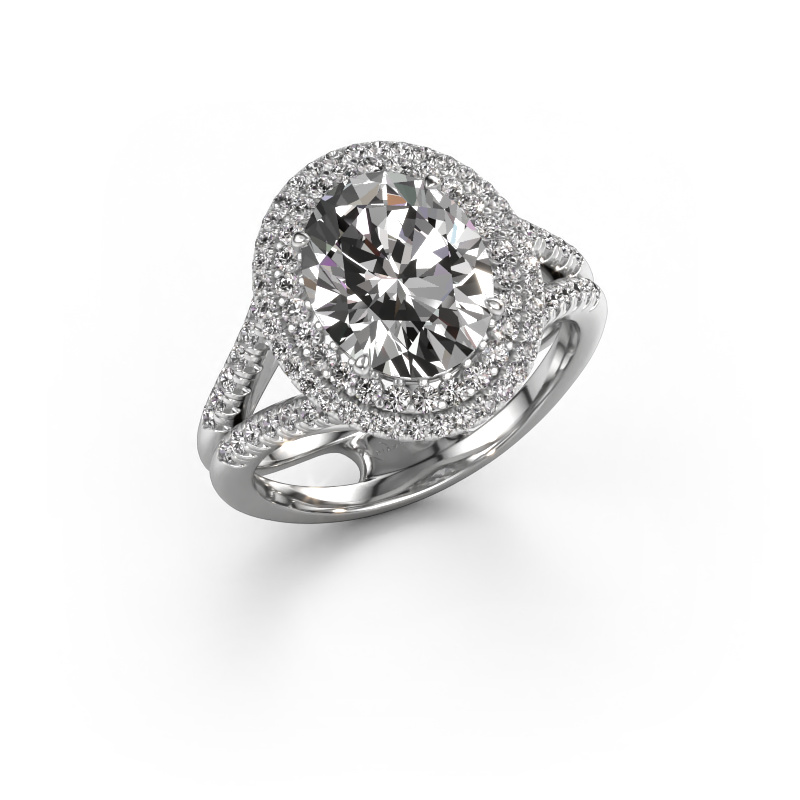 Image of Engagement ring Elvie 950 platinum Zirconia 10x8 mm