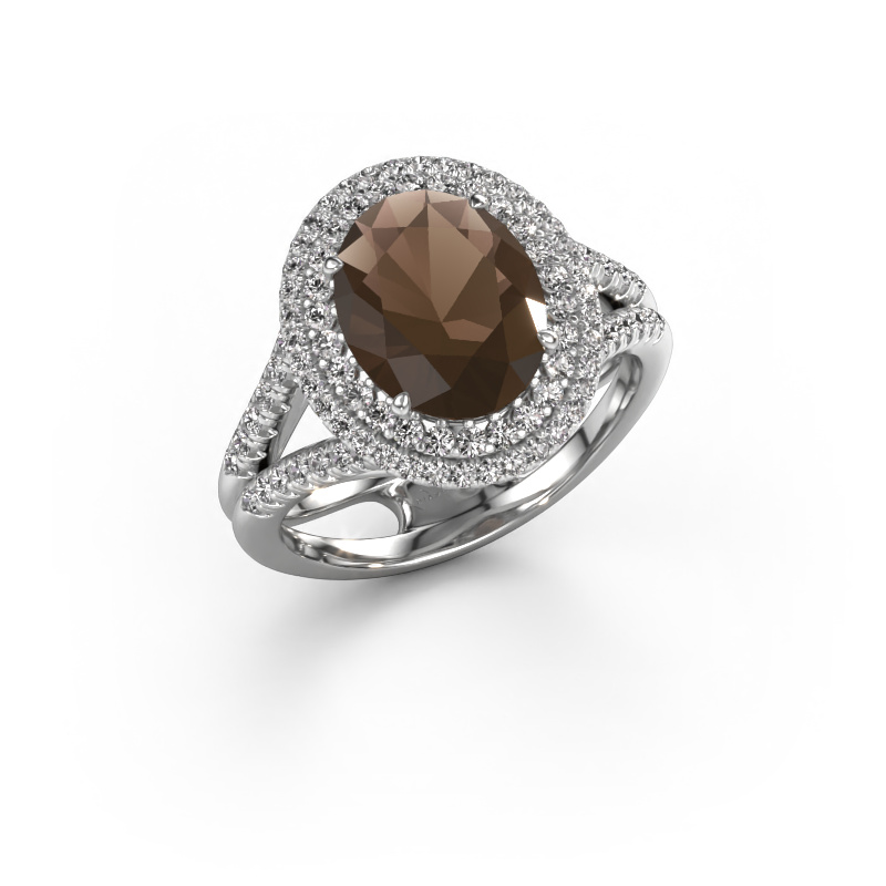 Bild von Verlobungsring Elvie 950 Platin Rauchquarz 10x8 mm