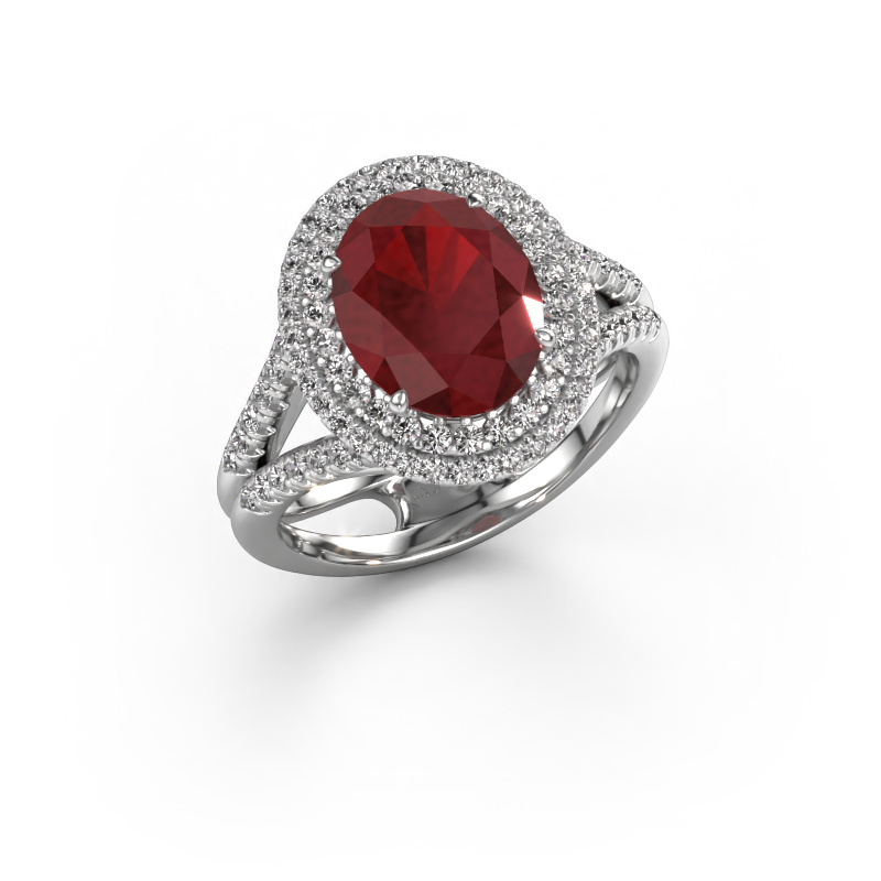 Image of Engagement ring Elvie 950 platinum Ruby 10x8 mm