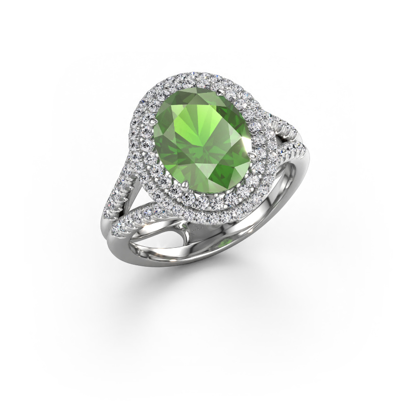 Image de Bague de fiançailles Elvie 950 platine Vert tourmaline 10x8 mm