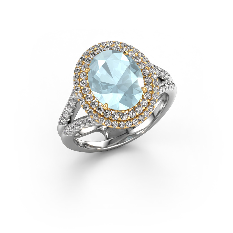 Image of Engagement ring Elvie 585 white gold Aquamarine 10x8 mm