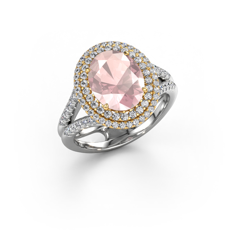 Image of Engagement ring Elvie 585 white gold Morganite champagne 10x8 mm