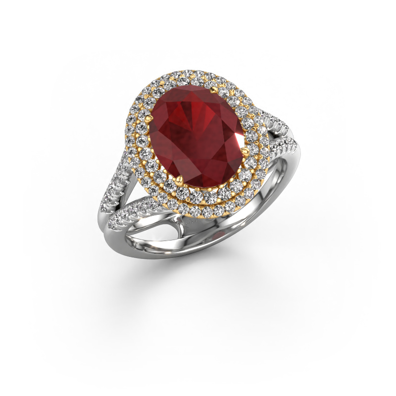 Image of Engagement ring Elvie 585 white gold Ruby 10x8 mm