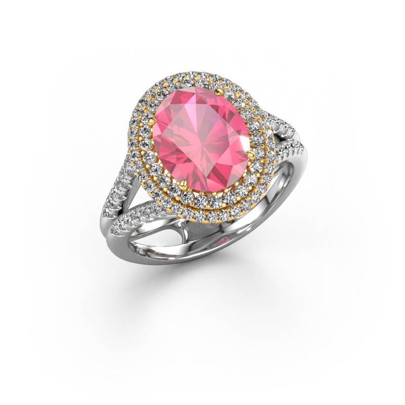 Image de Bague de fiançailles Elvie 585 or blanc Saphir rose 10x8 mm