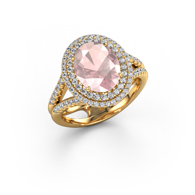 Image of Engagement ring Elvie 585 gold Morganite champagne 10x8 mm