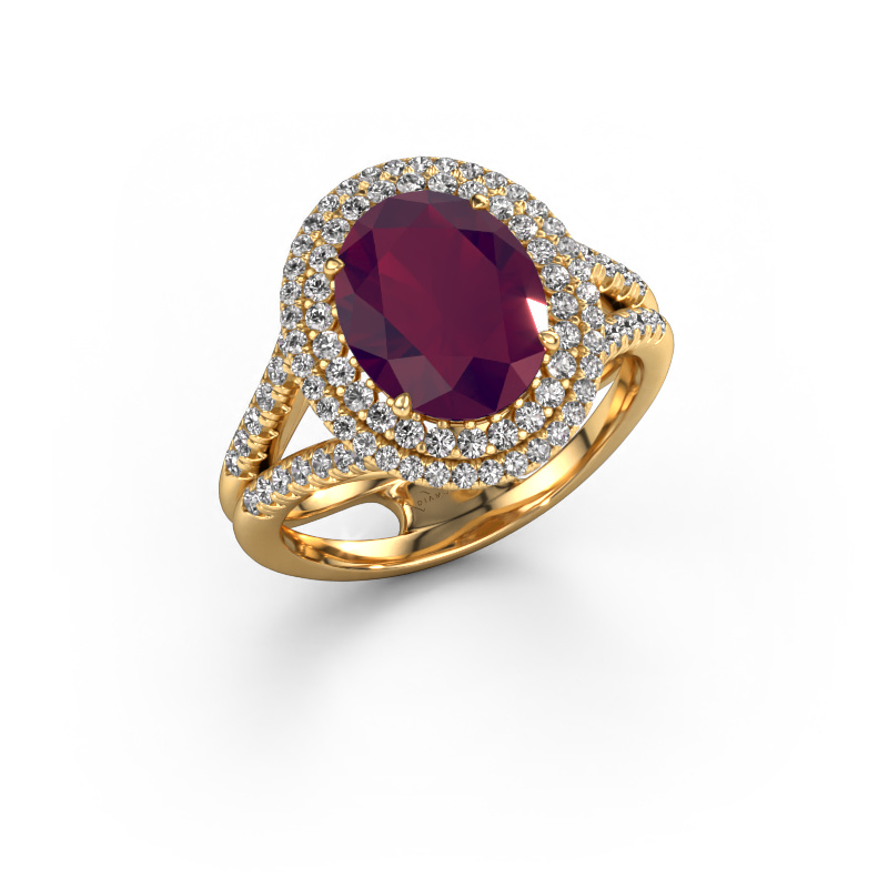 Image of Engagement ring Elvie 585 gold Rhodolite 10x8 mm