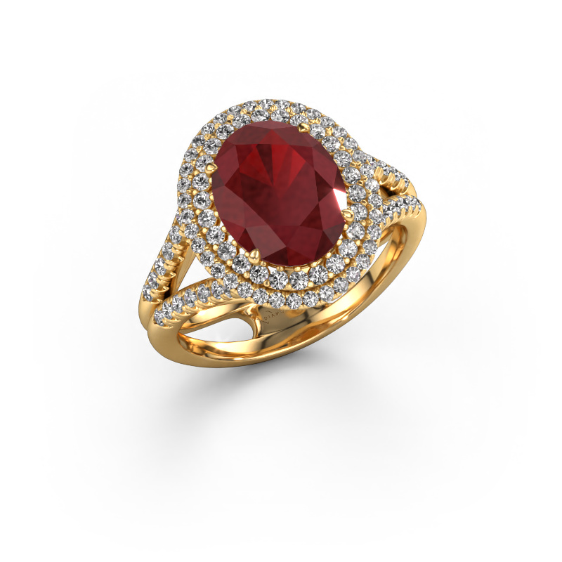 Image of Engagement ring Elvie 585 gold Ruby 10x8 mm