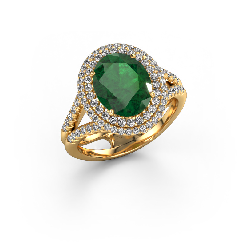 Image of Engagement ring Elvie 585 gold Emerald 10x8 mm