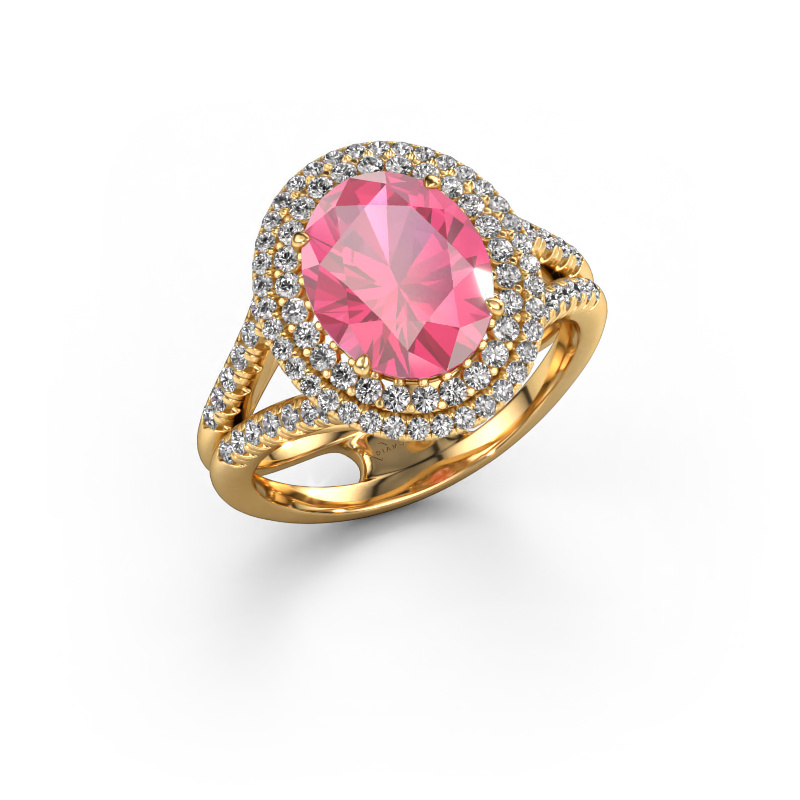 Image de Bague de fiançailles Elvie 585 or jaune Saphir rose 10x8 mm
