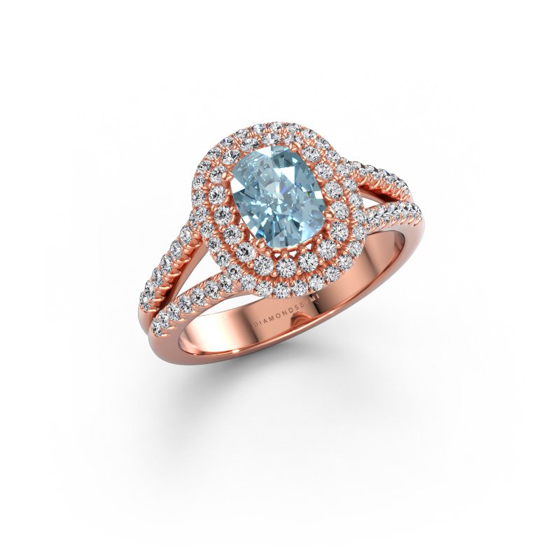 Immagine di Anello di fidanzamento Elvie CSH 585 oro rosa Diamante lab grown blu 6.8x5.2 mm