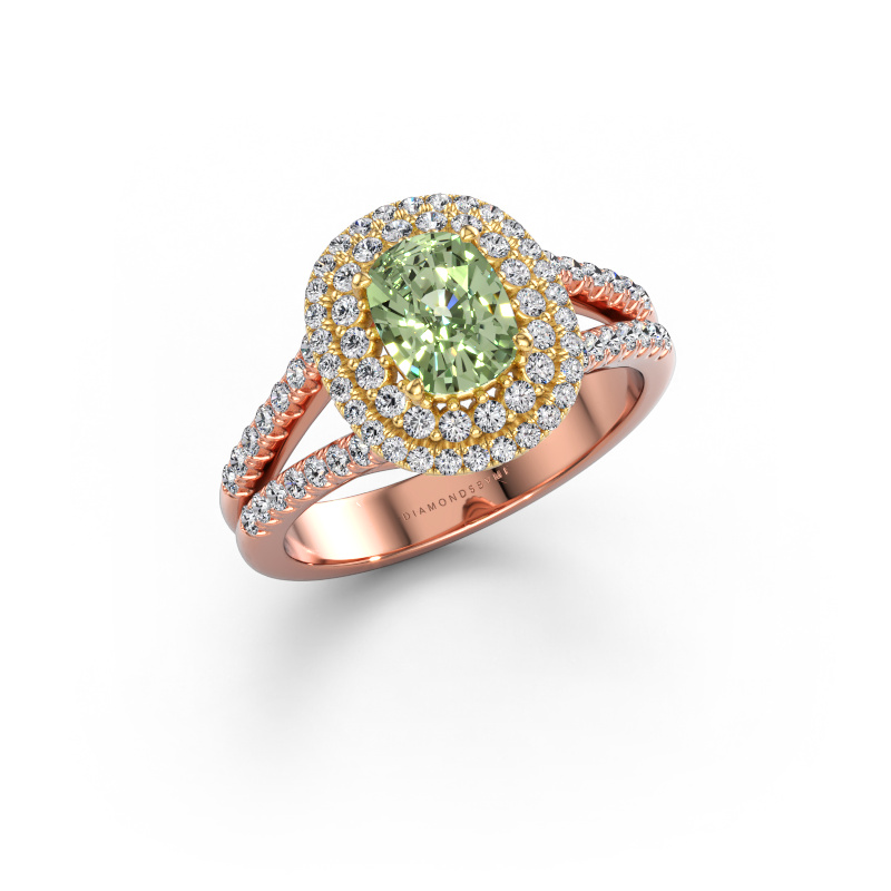 Bild von Verlobungsring Elvie CSH 585 Roségold Grüner Labor-Diamant 6.8x5.2 mm
