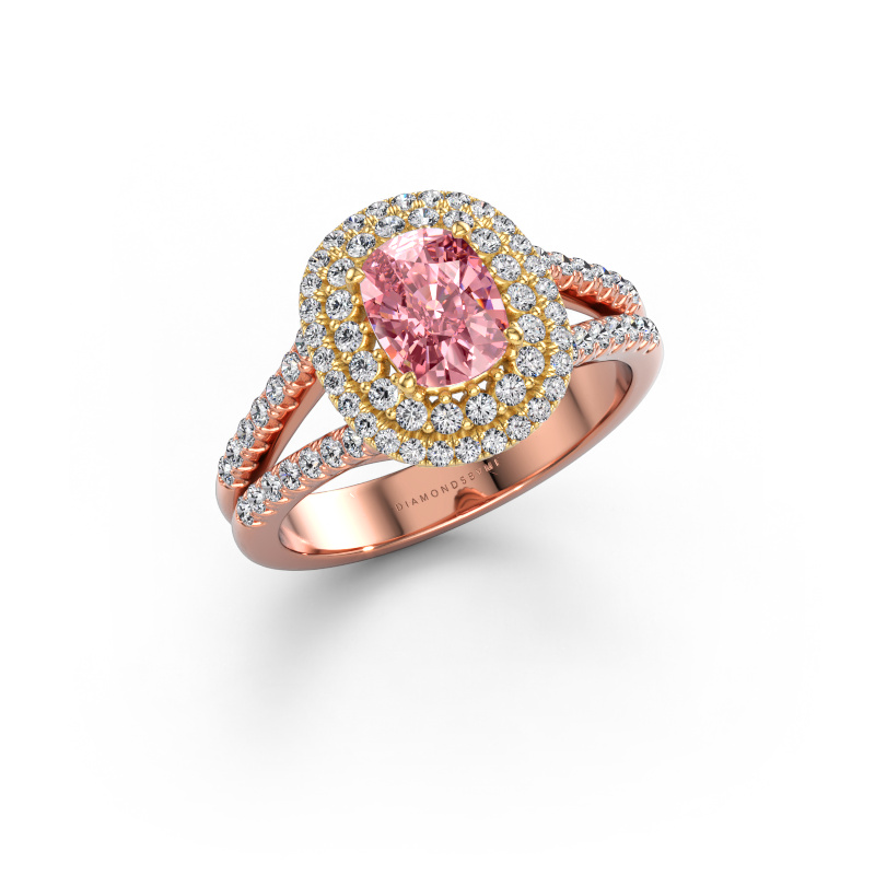 Image of Engagement ring Elvie CSH 585 rose gold Pink lab grown diamond 6.8x5.2 mm